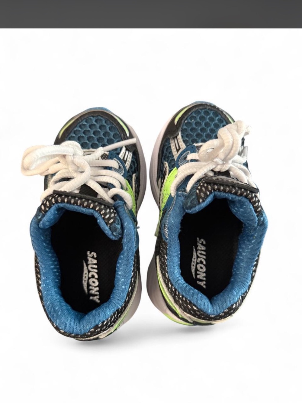 Saucony Kids Blue and Lime Athletic Sneakers